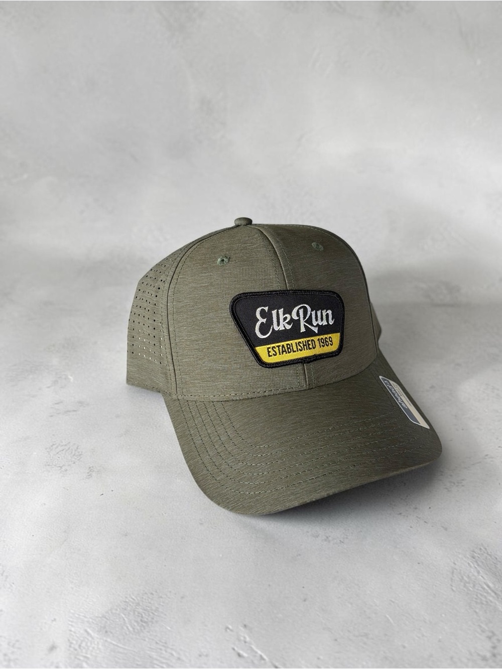 Elk Run Men's Olive Performance Patch Cap